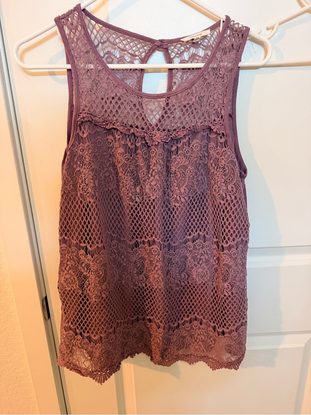 Maurices Lace Crochet Sleeveless Tank - Mauve